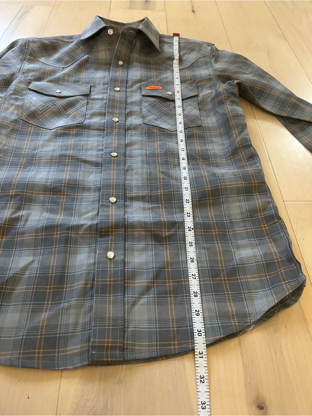 Wrangler Men's Flame Resistant Plaid Western Long Sleeve Snap Front Top Small - Picture 6 of 15
